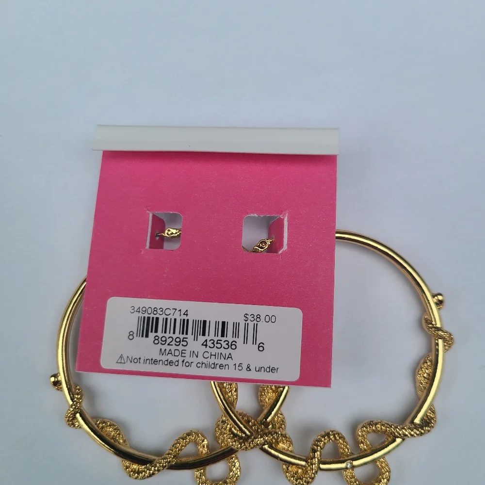 Betsey Johson Slithering Snake Gold Earrings - Picture 4 of 5